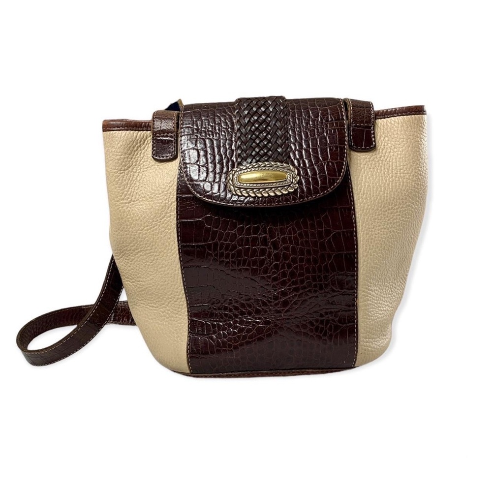 Vintage Brighton Croc Embossed Leather Bucket Bag